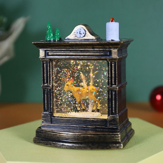 Christmas Decorative Illuminated Fireplace with Battery Reindeer 8.5x6.5x11.5cm