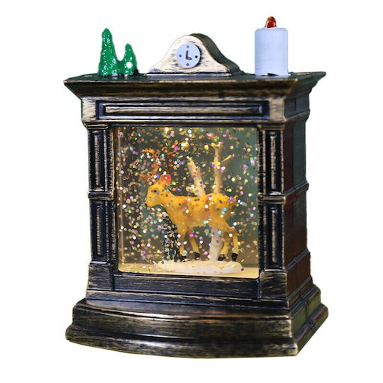 Christmas Decorative Illuminated Fireplace with Battery Reindeer 8.5x6.5x11.5cm