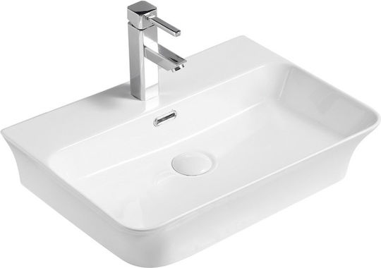 Karag Aufgesetztes Waschbecken Porzellan 48.5x41x12.5cm Weiß