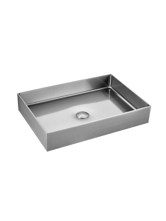 Karag Saturn Επικαθήμενος Νιπτήρας Inox 55x38x10cm Brushed Steel