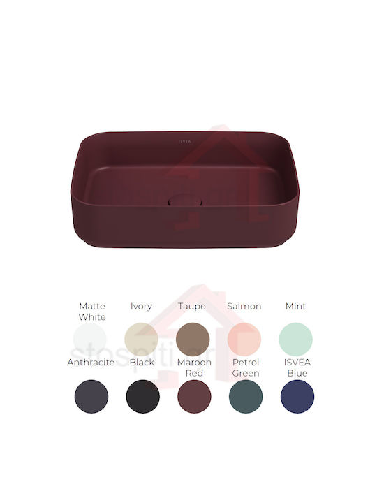 Isvea Επικαθήμενος Νιπτήρας Πορσελάνης 50x36cm Maroon Red