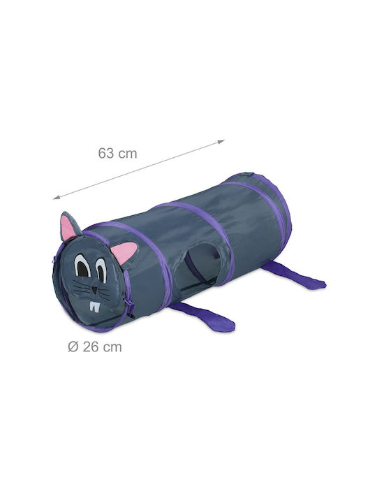 Relaxdays Cat Tunnel Mouse Design Grey Burgundy 63x26cm Set Carrying Bag