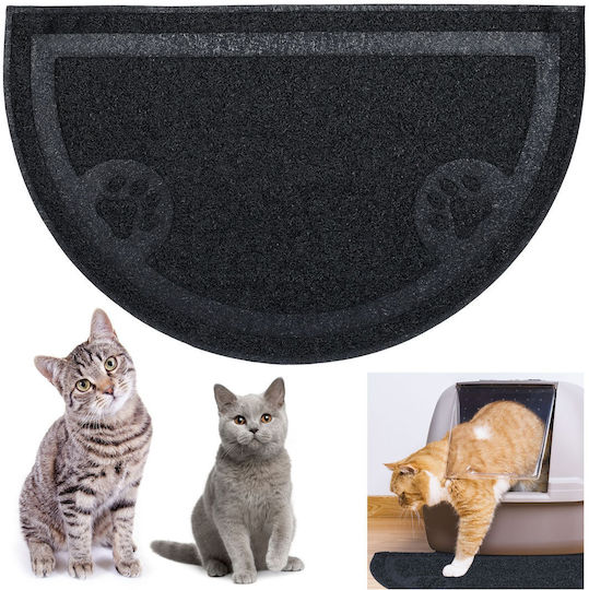 Relaxdays Covoraș Pentru Litieră Pisici Boluri De Mâncare Negre 0.4x40x59 Cm