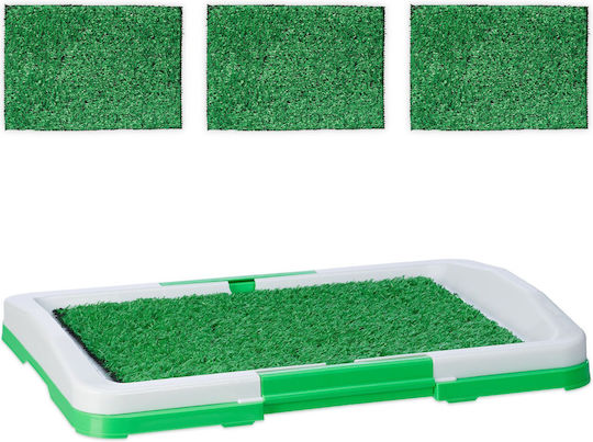 Relaxdays Set De Litiere Pentru Căței 4 Covorașe De Iarbă Verzi Albe 5.5x33x45.5 Cm