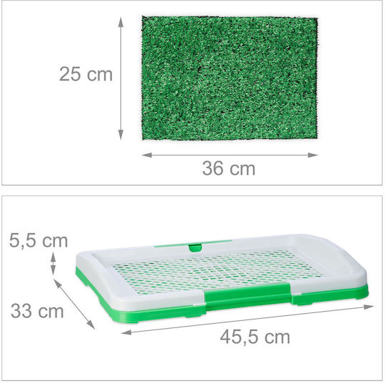 Relaxdays Set De Litiere Pentru Căței 4 Covorașe De Iarbă Verzi Albe 5.5x33x45.5 Cm