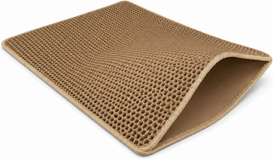 Covoraș De Litter Pentru Pisici Zola XXL Dublu Tip Pană De Miere Antiderapant Rezistent La Apă 75 X 55 Cm Bej