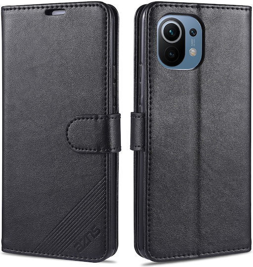 Azns Xiaomi Mi 11 Buchhülle Sheepskin Textur Horizontal Schwarz