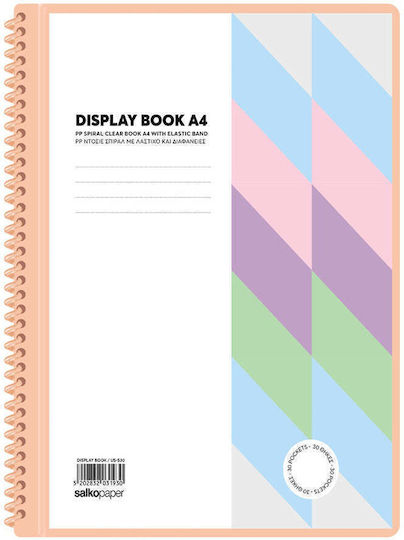Salko Spiral Pp A4 Clipboard With Elastic 40 Plastic Sleeves Pastel Colours 1 Piece