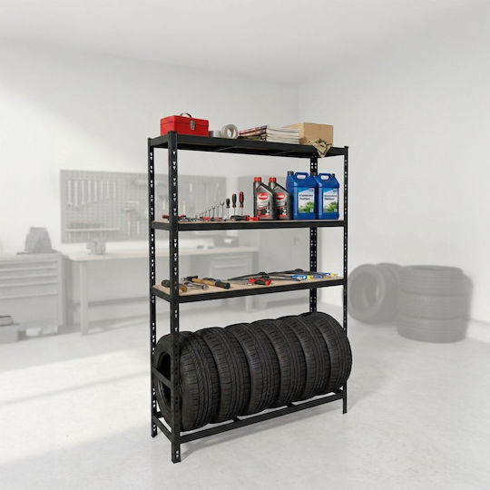 Relaxdays Suport Anvelope 6 Anvelope 180x120x40 Cm Metal Negru