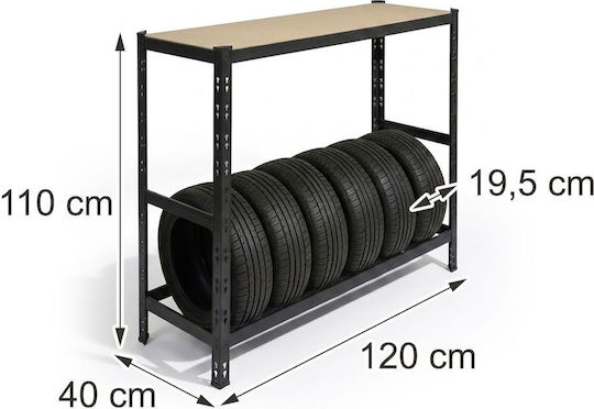 Relaxdays Suport Anvelope 6 Anvelope 110x120x40 Cm Metal Negru