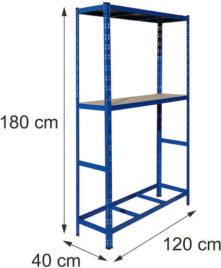 Relaxdays Suport Pentru Anvelope 2 Etajere Albastru 180x40x120 Cm Capacitate 150 Kg Pe Nivel