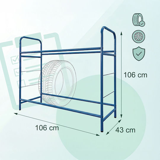 Relaxdays Steel Tire Rack Blue 106x46x106 Cm