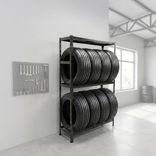 Relaxdays Suport Anvelope 8 Anvelope 180x110x40 Cm Metal Reglabil Negru