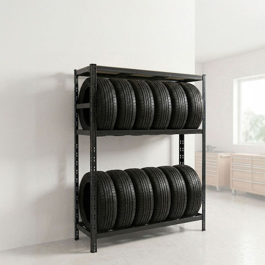 Relaxdays Suport Pentru Anvelope 180x120x40cm 8 Anvelope Metal Negru