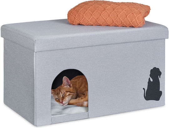 Relaxdays Bancă Cuib Pentru Animale Gri Negru Alb 40.5x72x40.5 Cm Capacitate 100 Kg Pliabil