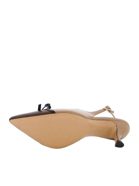 Leather Heels With Medium Beige Heel