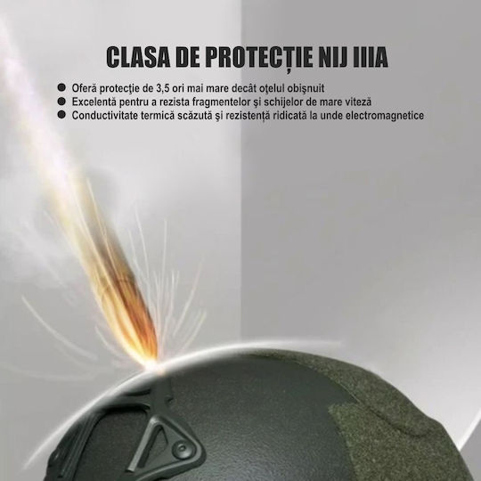 Fast Nij Iiia Ballistic Tactical Helmet Resistant To 9mm 357 Sig 44 Magnum Bullets High Cut Accessories Nvg Compatible Fast Rail 360° Adjustment System Ultra-resistant Aramid Material Size M Black