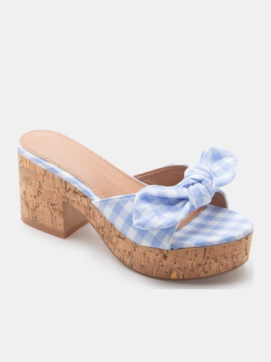 Mules With High Heel In Light Blue Colour