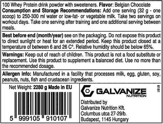 2x Galvanize Nutrition 100 Whey Ultimate 2280gr 4560gr Belgian Chocolate