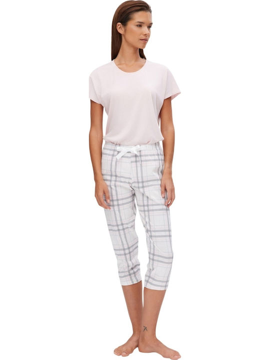 Minerva Sommer Damen Pyjama-Hose Weiß