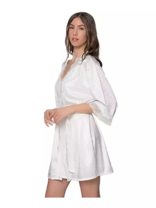 Milena by Paris Καλοκαιρινή Νυφική Γυναικεία Σατέν Ρόμπα Ιβουάρ