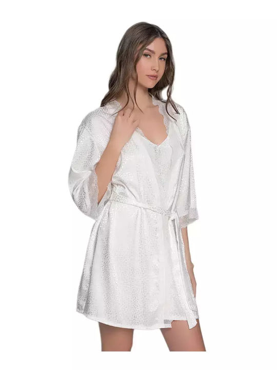 Milena by Paris Καλοκαιρινή Νυφική Γυναικεία Σατέν Ρόμπα Ιβουάρ