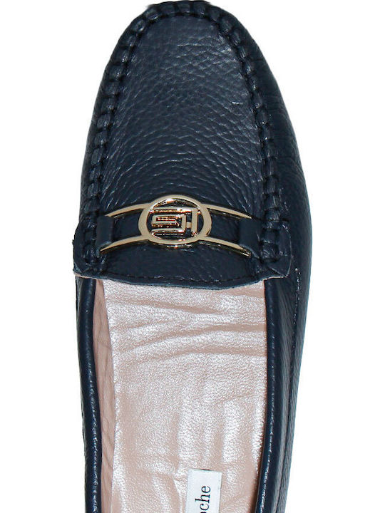 Leather Women's Moccasins In Blue Color