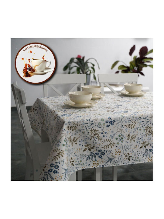 Floral Față De Masă Rezistentă La Pete Albastră 160x320cm