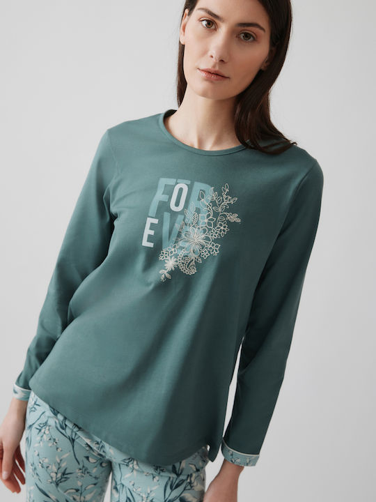 Minerva Winter Women's Pyjama Set Green Balsam Floral