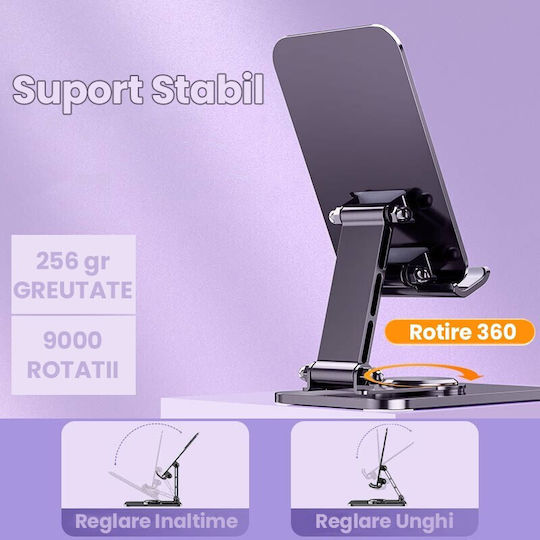 Suport Telefon Alista Home Stand Pliabil Pentru Streaming Compatibil Cu Tablete Din Aliaj De Aluminiu Pentru Birou 14.6 X 11.5 X 7 Cm Argintiu Aurora