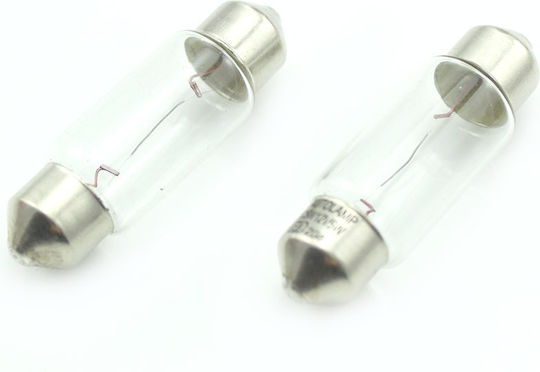 Крушка за автомобил C5w 35mm Фестун 12v 5w Комплект 2 бр Бяла светлина Baa102