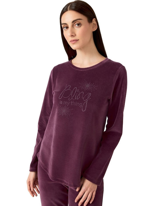 Minerva Winter Damen Pyjama-Set Light Purple Abracatabra