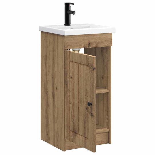 vidaXL Badezimmer Waschtisch-Einheit mit Waschbecken & Spiegel M42xB40xH84.5cm Braun