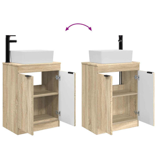 vidaXL Πάγκος με Νιπτήρα & Καθρέπτη Μ54xΒ35xΥ83cm Καφέ
