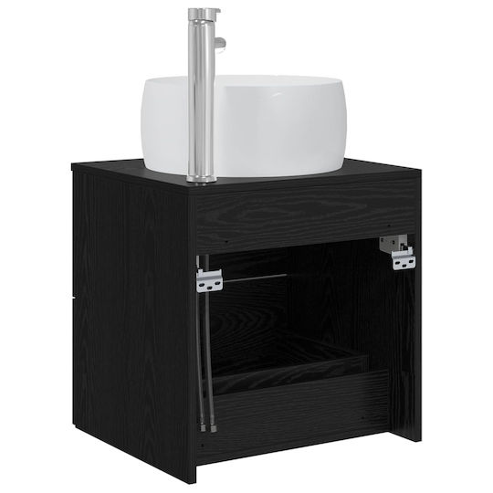 vidaXL Badezimmer Waschtisch-Einheit M49.5xB44.5xH66cm Schwarz Eiche