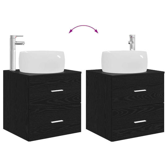 vidaXL Badezimmer Waschtisch-Einheit M49.5xB44.5xH66cm Schwarz Eiche