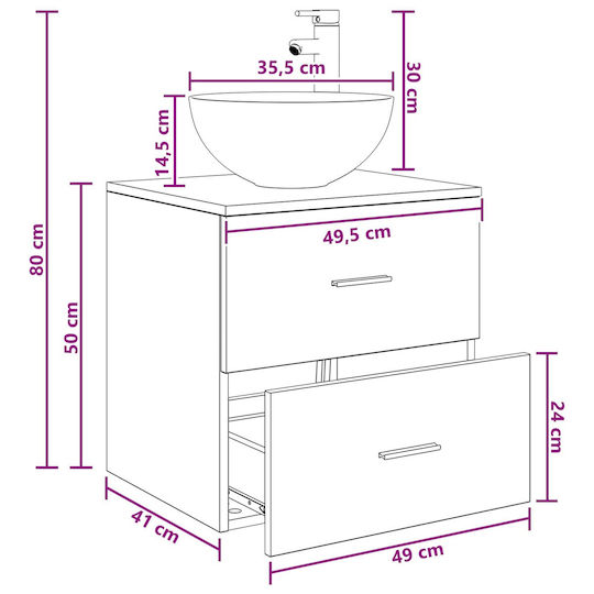 vidaXL Badezimmer Waschtisch-Einheit M49.5xB41xH64.5cm Weiß