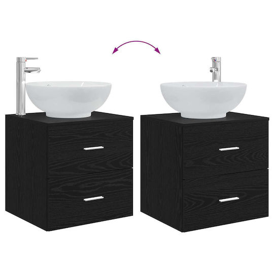 vidaXL Badezimmer Waschtisch-Einheit M49.5xB44.5xH66.5cm Schwarze Eiche