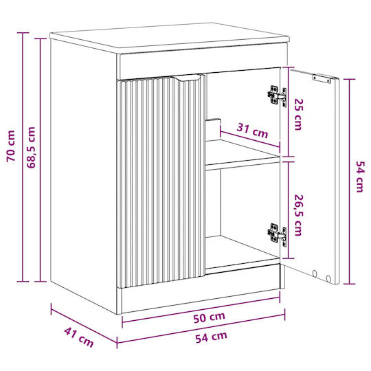 vidaXL Bathroom Vanity Unit Without Sink L54xW41xH70cm Oak