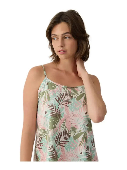 Minerva Summer Cotton Babydoll Khaki Pink Fern