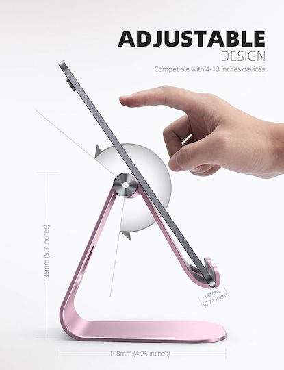 Lamicall Suport Tablet Telefon Unghi Reglabil Stabilitate Ridicată Dispozitive Compatibile 10-33 Cm Roz