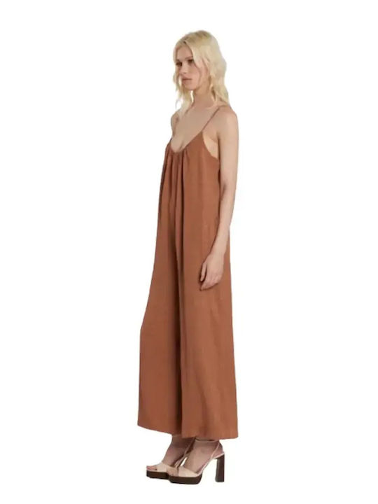 Damen Leinen Jumpsuit Cashew