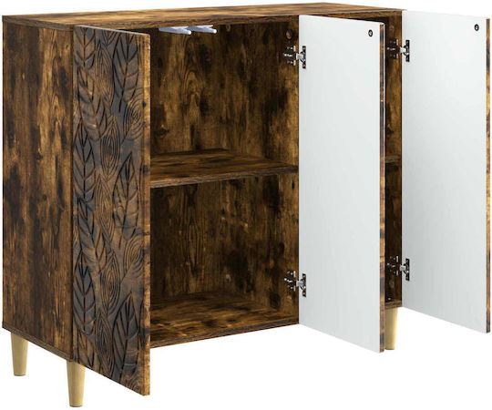 Wooden Sideboard Smoked Oak Wood 89x34.5x80cm