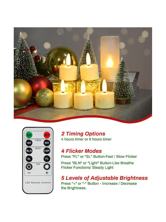 Led Battery-powered Tealight Candles Mood Decorative White 6pcs Remote