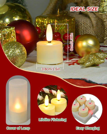 Lumânări Tealight LED Decorative de Atmosferă cu Baterie Albe 6 Bucăți cu Telecomandă
