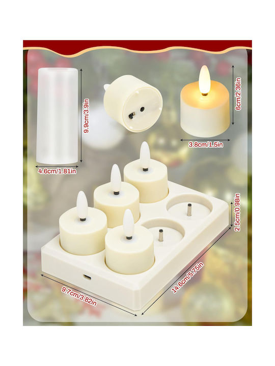 Led Battery-powered Tealight Candles Mood Decorative White 6pcs Remote