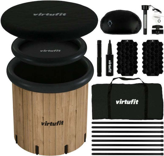 Virtufit Ледена Вана Xxl 375 Литра Имитиращо Дърво Аксесоари