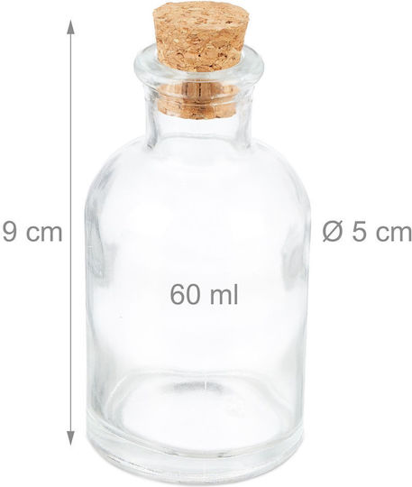 Set Borcane Decorative Dop Plută Relaxdays Transparent 9x5cm Capacitate 60ml