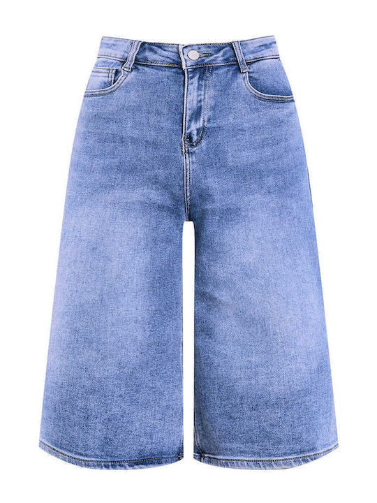 Celestino Women's Jean Bermuda Washed Loose Fit Blue