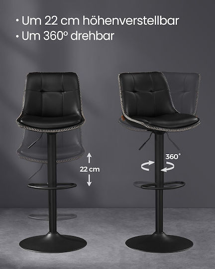 Barhocker mit Rückenlehne & Verstellbare Höhe Schwarz 2 Stück 44x48x112cm
